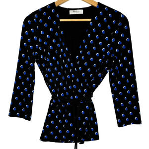 Bailey 44 Wrap Top Size Medium Blue Black